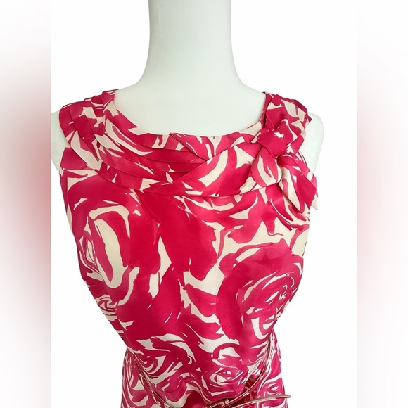 Kate Spade New York Minnie Rose Silk Dres 8 Belted Sleeveless Floral Pink White - Picture 6 of 15